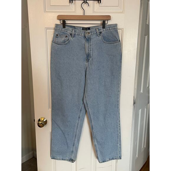 Vtg Old Navy Womens Jeans 14 Ankle All Cotton Y2K Light Wash Missy Relax Stain - Picture 1 of 10